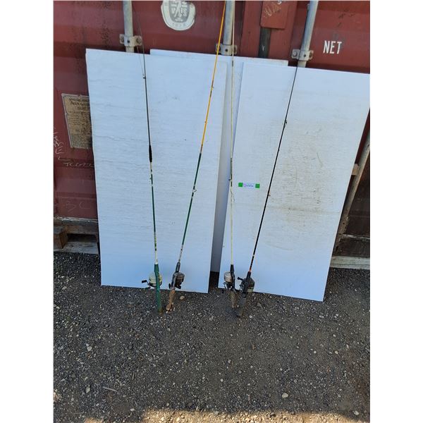** (4) Old Spincast Fishing Rods