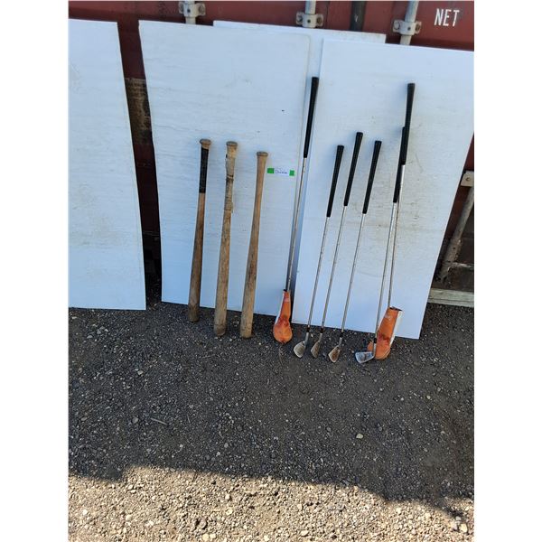 ** Various Campbell Golf Clubs & Wooden Baseball Bats - Cannot Ship
