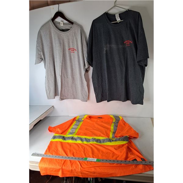 (2) Rod Custom Car Show Tshirts- 3XL& Reflective Work Shirt- 5XL