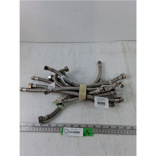 Assorted Faucet Braided Tubes, Many With 1/2 IPS, 3/8. Compression,  16" Long