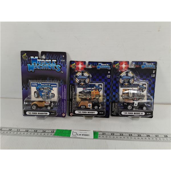 (3) Muscle Machines Vintage/Antique Style Model Cars- Sealed