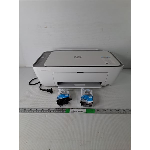 HP Deskjet 2755- Powers On & (2) Cartridges (Opened)- Can't Ship
