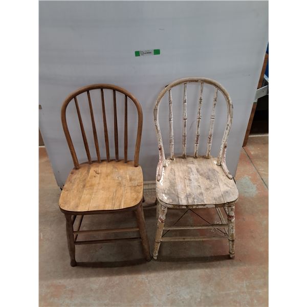 * (2) Vintage Wooden Chairs 33" Tall- Can't Ship