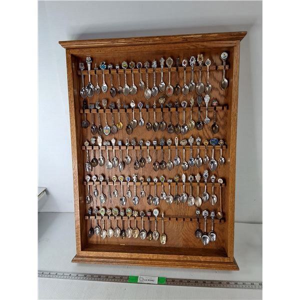 Wooden Display Case with Souvenir Spoons 21.75" x 2.5" x 30"- Can't Ship