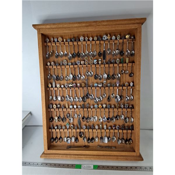 Wooden Display Case with Souvenir Spoons 22" x 2.5" x 30"- Can't Ship