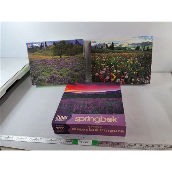 (3) 2/3000 Piece Floral Puzzles