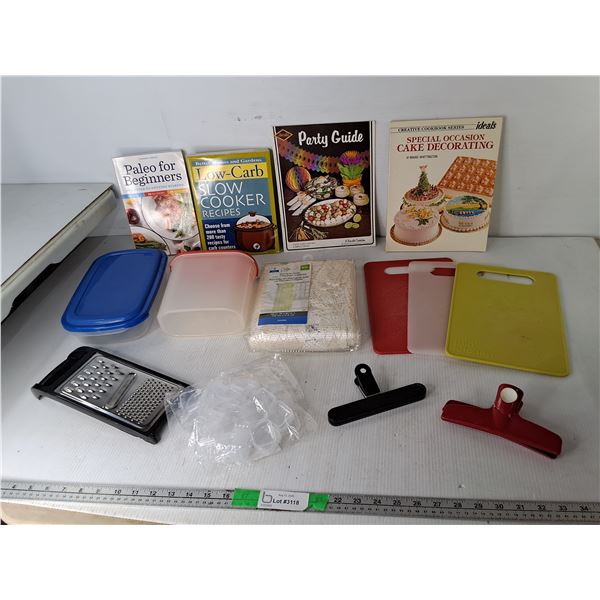 Cookbooks, Cutting Boards, Cheese Grater, Misc.