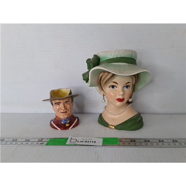 Relpo Lady Planter 6.5" & RCMP Officer Creamer