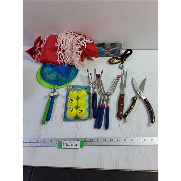 Kitchen Scissors, Minnow Nets, Ping Pong Balls, Sunglasses, Kids Net, Misc