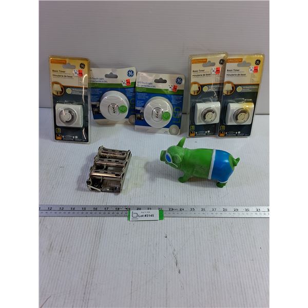LED Touch Lights, Basic Timers, Vintage Coin Dispenser, Squeek Toy