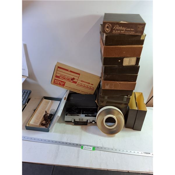 Vintage Slide Projector (Powers On) & Slide Sorter w/ Slide Trays