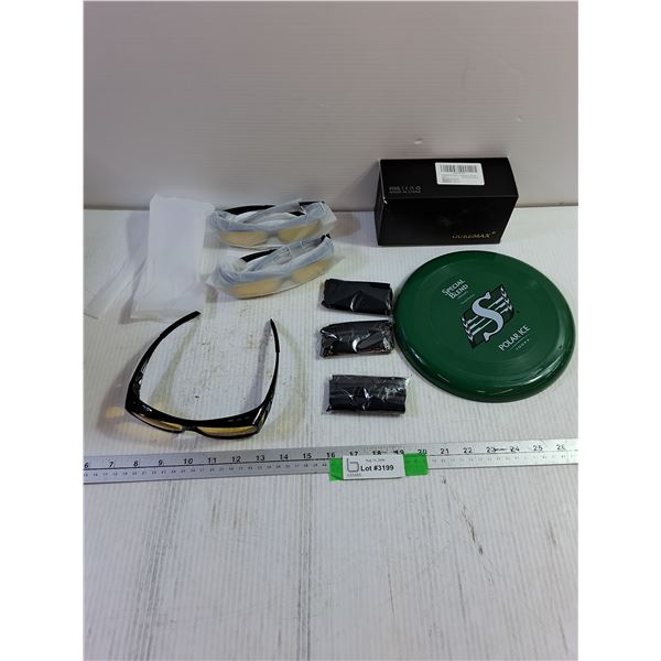 (3) Oukemax Anti Glare Glasses w/ Glasses Cases & Roughriders Frisbee