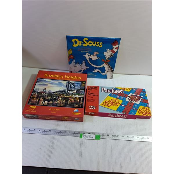 Dr. Guess Calender, SunsOut 1000 Piece Jigsaw Puzzle, Parcheesi Family Game
