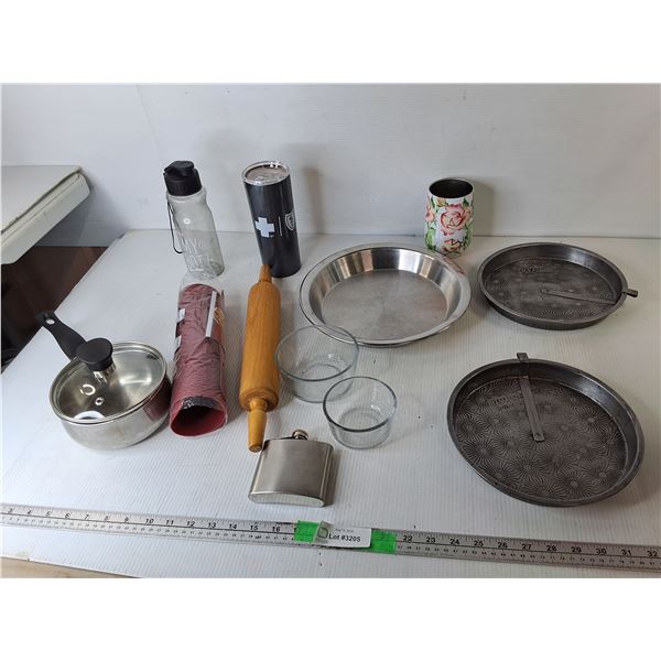 Baking Sheet, Glass Bowls, Metal Cooking Bowls, Pot, Water Bottles, Esc