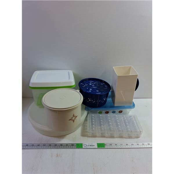 (6) Tupperware Containers Up to 12" and Stackable Containers