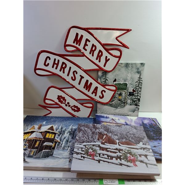 (5) Christmas Themed Prints 23.5"x15.5", Christmas Sing, Misc