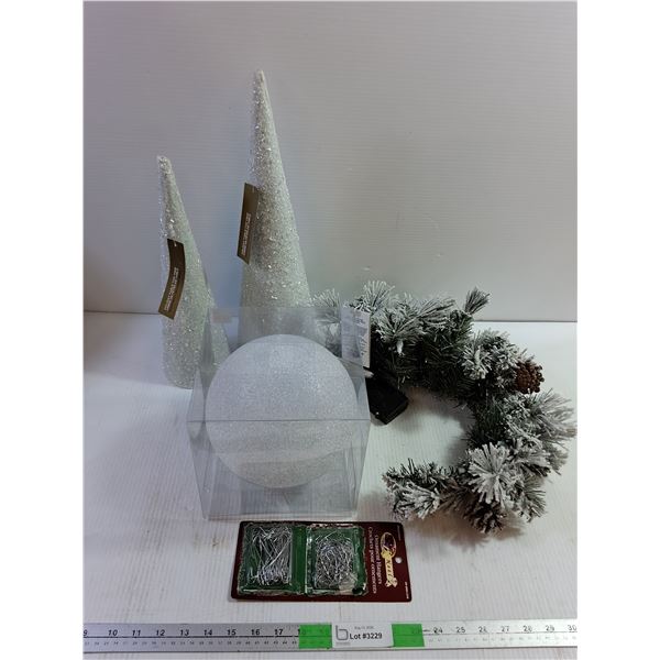 (2) Holiday Table Top Trees, Various Christmas Decor