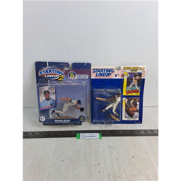 (2) NIB Starting Lineup MLB Figures (Derek Jeter & Barry Bonds)