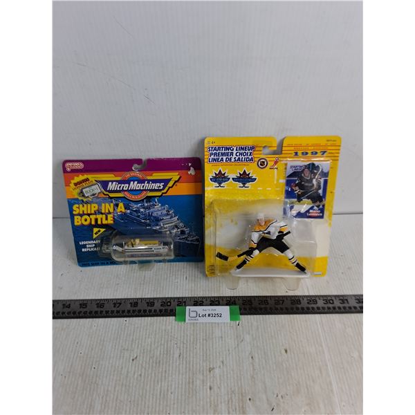 (2) NIB Collectibles (Micro Machines "Ship In A Bottle" & NHL Mario Lemieux Figure)