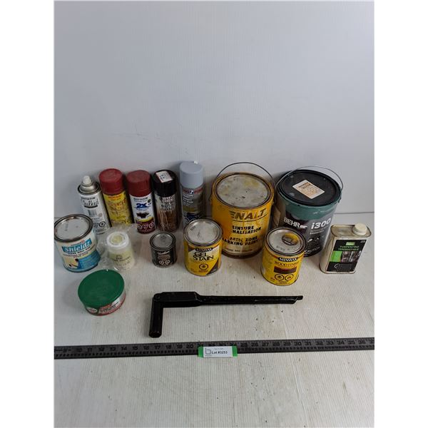 Assorted Partial Chemicals & Paints, Tire Iron - Cannot Ship