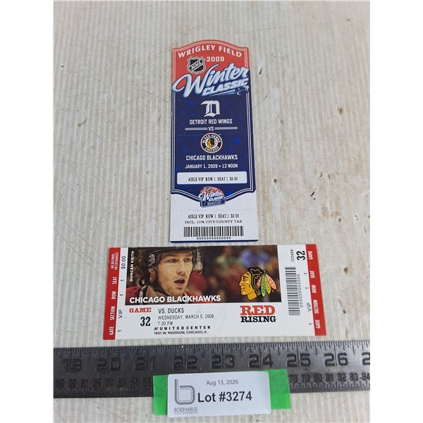 (2) NHL Ticket Stubs from Chicago