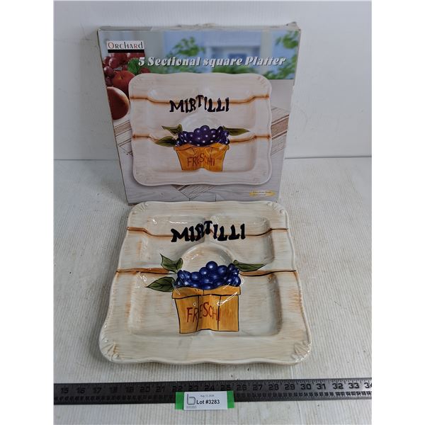 Orchard "Mirtilli Freshi" Ceramic Sectioned Platter - 14" x 14"