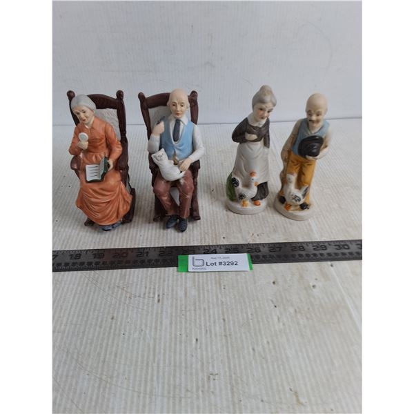 (2) Pairs of Porcelain "Old Couple" Ornaments