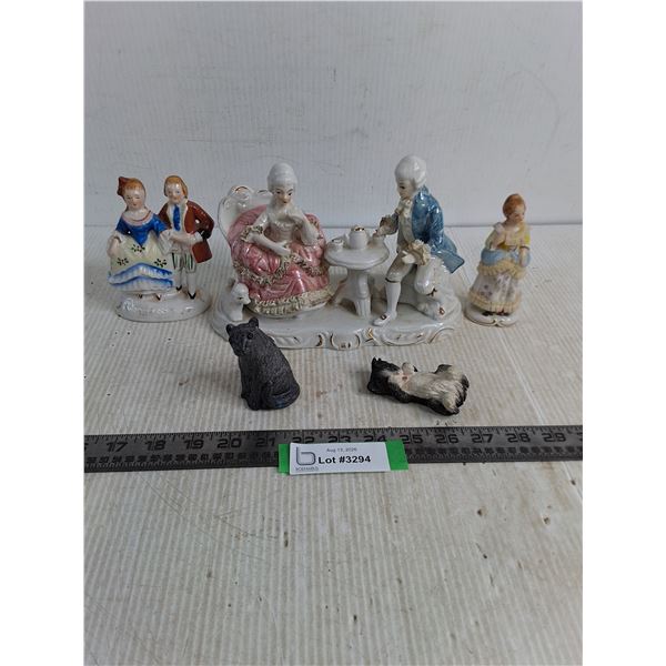 (5) Assorted Porcelain & Resin Ornaments