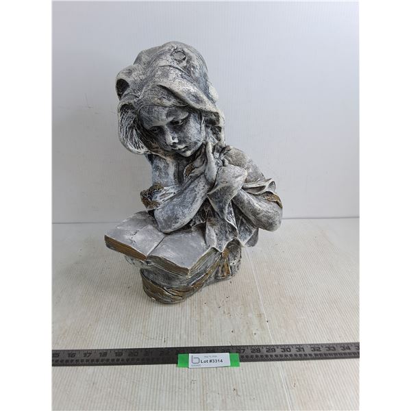 18" Chalkware Statue of Child Reading Book