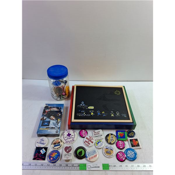 Various Pins, Whiteboard and Chalkboard Set, Skidoo VHS Tape
