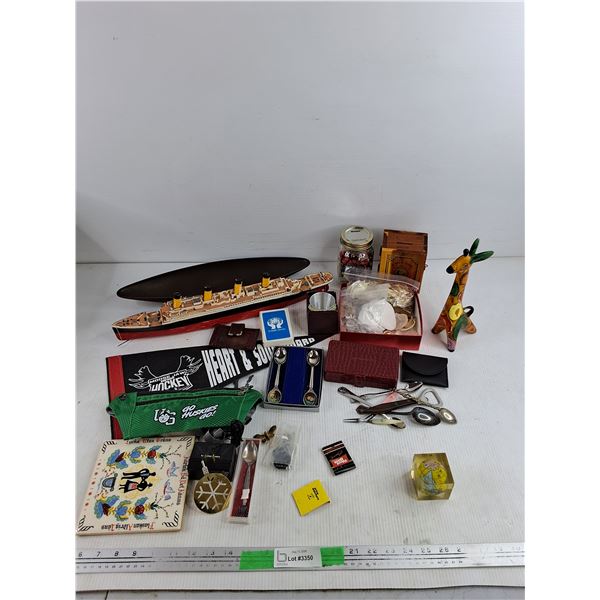 Titanic Model, Hockey Pennant, Souvenir Spoons,Craft Jewelry, Coin Bank, Misc