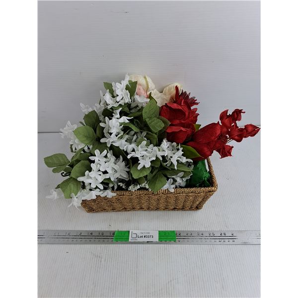 Wicket Basket & Artificial Flowers
