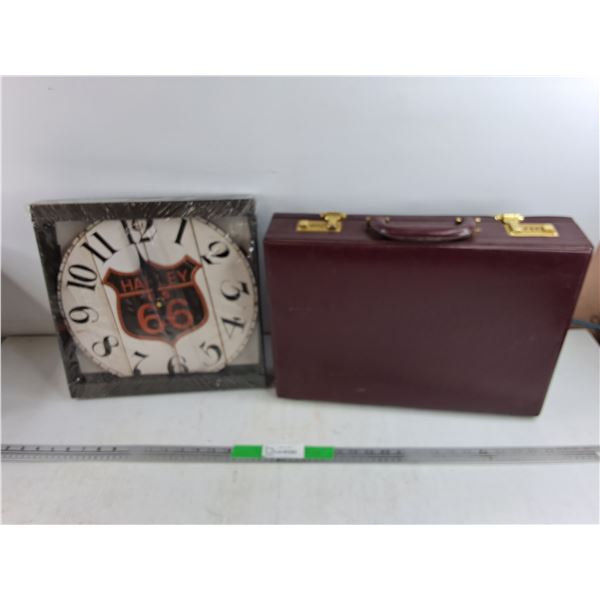 Harley US 66 Wall Clock, Briefcase - No Code 17" x 4" x 13"