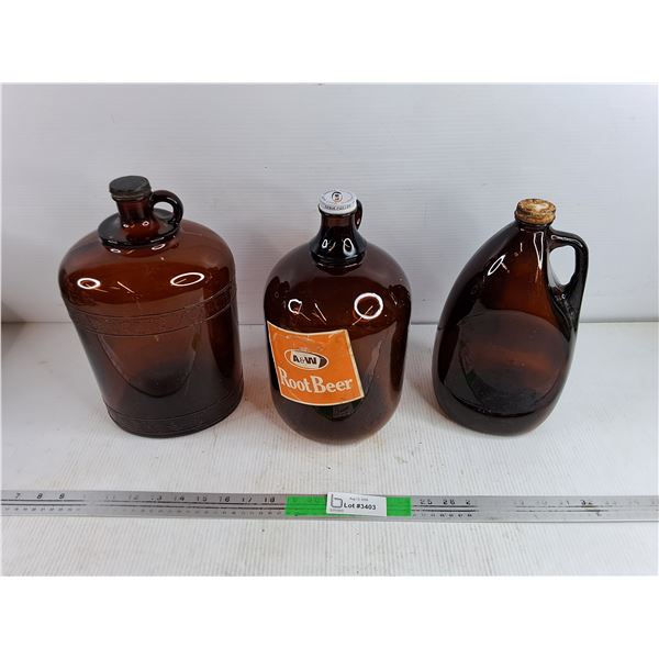 Vintage Glass Jugs - A&W & No Name