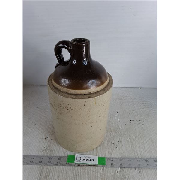 Two-Tone Stoneware Whiskey Or Moonshine Jug 13.5"