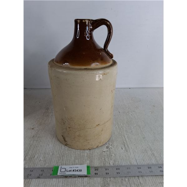 Two-Tone Stoneware Whiskey Or Moonshine Jug 13.5"