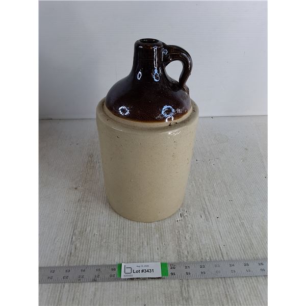 Two-Tone Stoneware Whiskey Or Moonshine Jug 13.5"