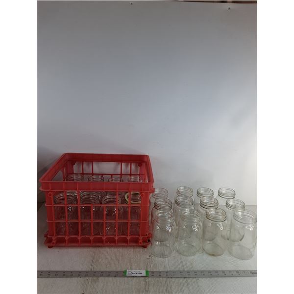 (24) Mason Jars 7" In Milk Crate 16.5"x13"x11.5", Pickup Only for Milk Crate