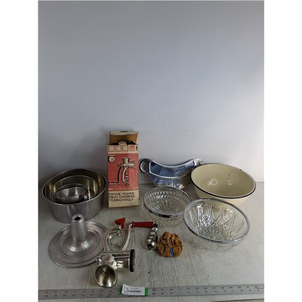 Meat Chopper, Round Baking Trays Up To 10 Diameter, (2) Glass Bowls Up To 9", Misc