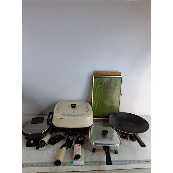 Sunbeam Electric Frypan Skillet, Electric Frying Pan,Waffle Maker All Power On With Attachment Outle