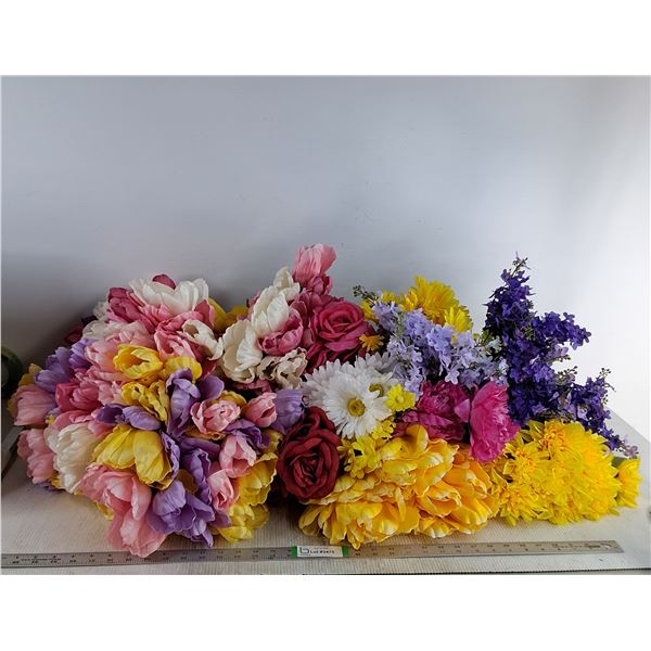 Various Fake Flowers, Tulips, Daisy's, Daffodils, Roses, Lilac
