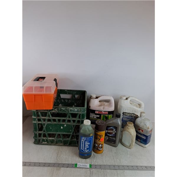 Motor Oil, Water Repellent Spary, Chainsaw Bar Oil, Tool Storage Box 12.5"x6"x5.5", Pickup Only