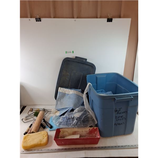 *Wall Painting Supplies, (4) Paint Rollers, Sponge, Paint Trough, Drop Sheets, Tote No Shipping