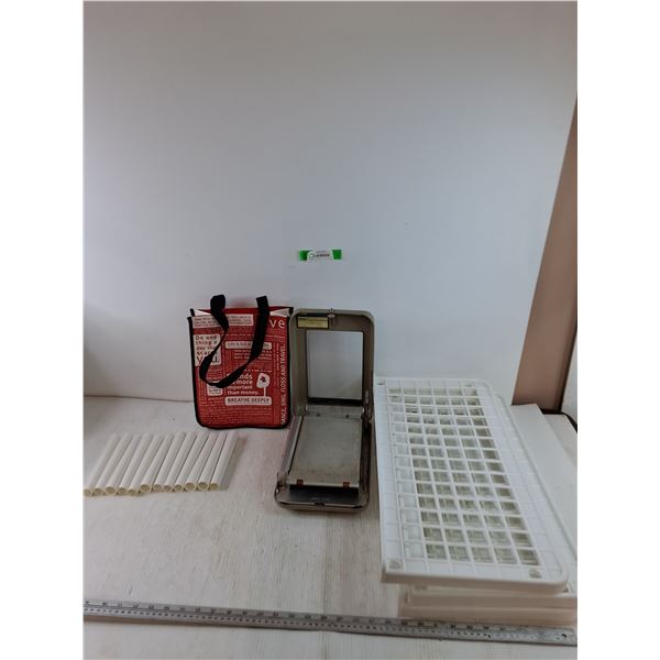 (12) Small Tapered PVC Pipes, Portable Invoice Holder, (3) Small Drying Racks