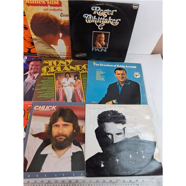 (12) Vinyl Records , Eddy Arnold, Boxcar Willie, Tony Orlando, Chuck Girard