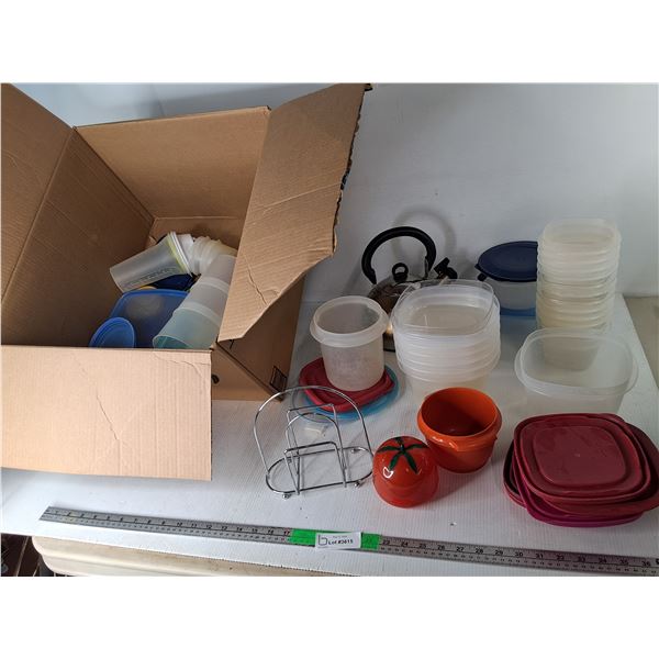 Plastic Food Containers, Stainless Steel Kettle, Napkin Holder