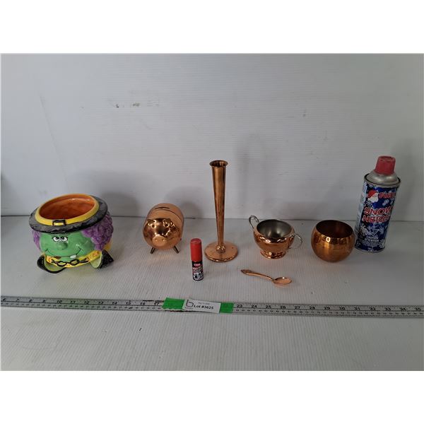 Halloween Candy Bowl, Copper Dish Set/Piggybank, Artificial Snow, Misc. Can't Ship