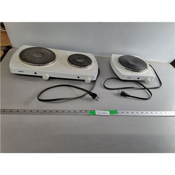(2) Salton Electric Hot Plates- Power On, Can't Ship