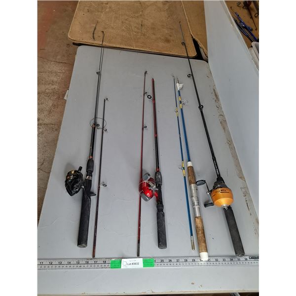 *(4) Fishing Rods/Reels- Shakespeare, Zebco, Southbend. Can't Ship