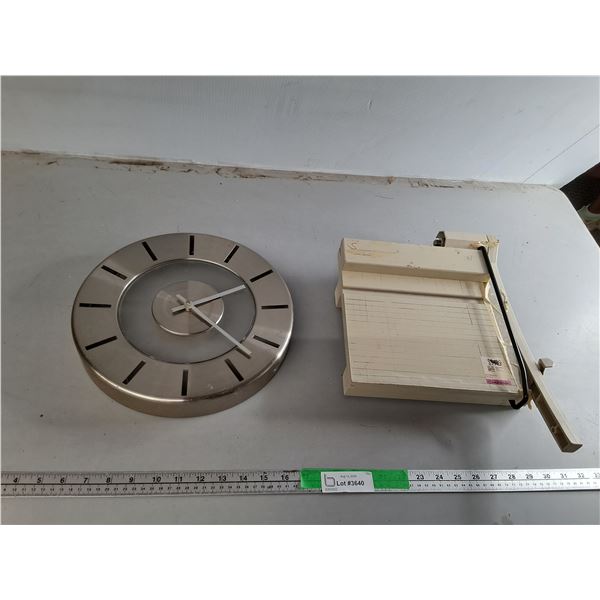 Metal Wall Clock 12" & Paper Cutter